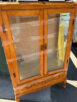 Wood display case with glass front