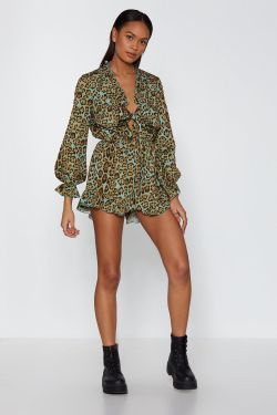 NASTY GAL  Leopard Ruffle Romper 🫧🌿
