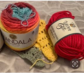 2 Piece Yarn Lot + Wip Mandala Scrubology