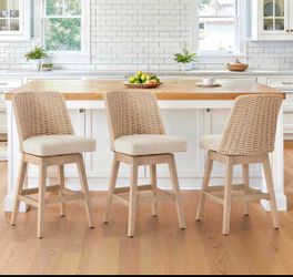 3X Linen 26” swivel fabric barstools