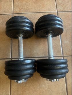 80 lb cast iron dumbbell set