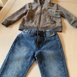 Cute Boys 3T 7 For Mankind Hooded Zippered Jacket And Jeans Set
