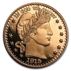 1 oz .999 Copper Round - Barber