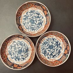 Vintage Japanese Imari Porcelain Bowls (3)