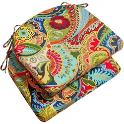 Outdoor Chair Cushions for Patio Furniture-Set of 2- Floral- NEW