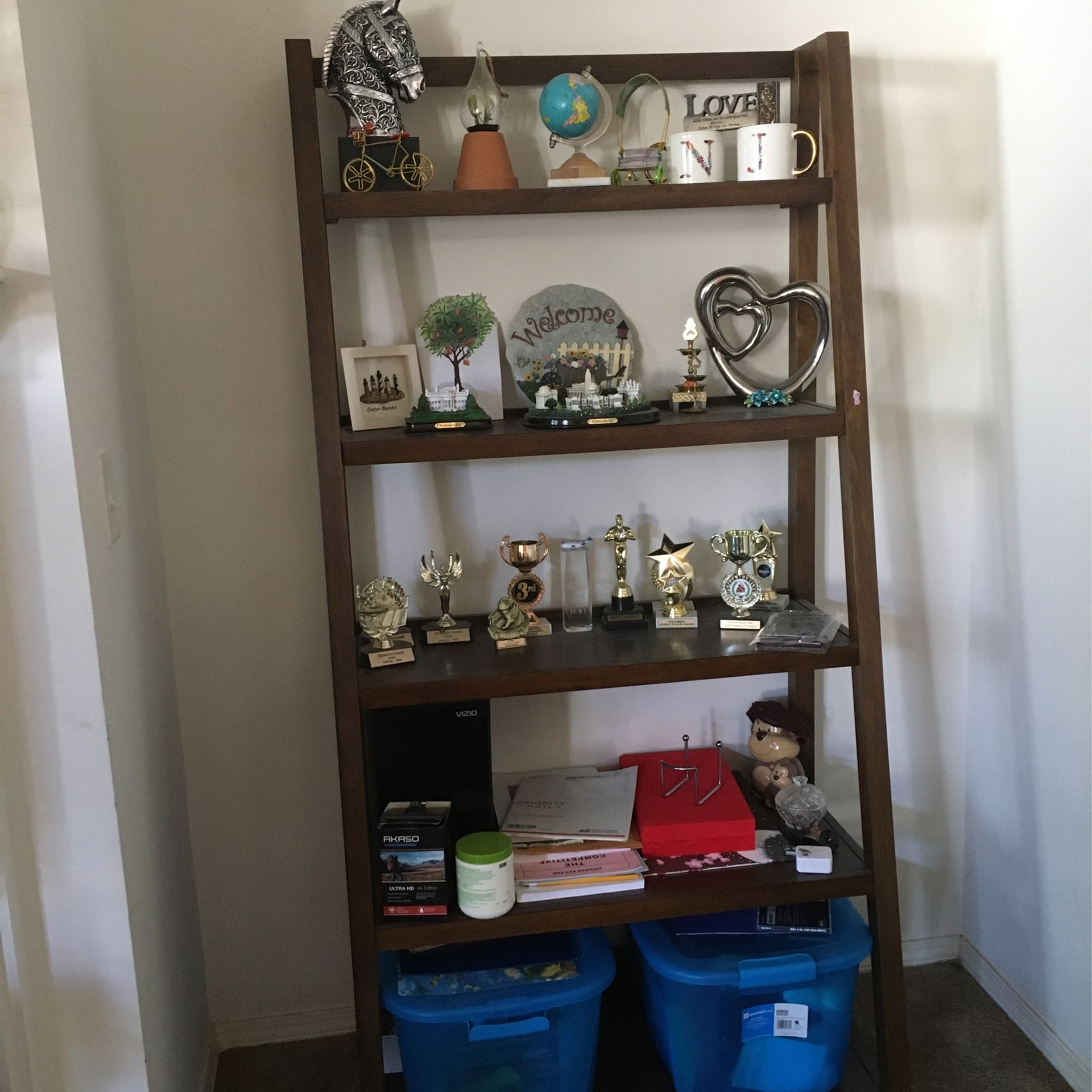 Modern Ladder Book Case -Wooden 5 Shelf