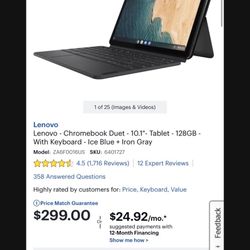 Lenovo IdeaPad Duet 10.1 Tablet With Keyboard Like New!