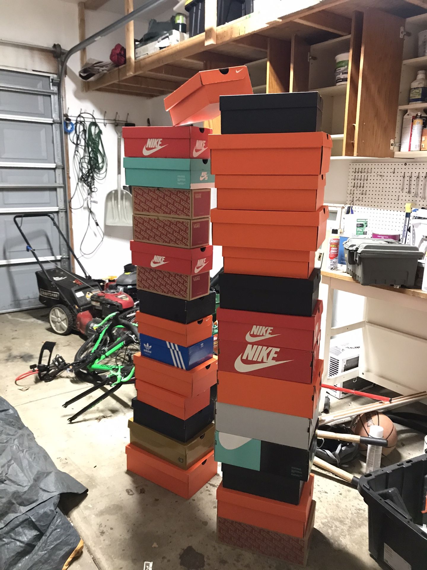 Nike, Vans, Jordan’s, Adidas shoe boxes