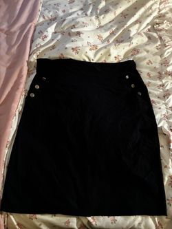 Black Mini Skirt with Gold Buttons