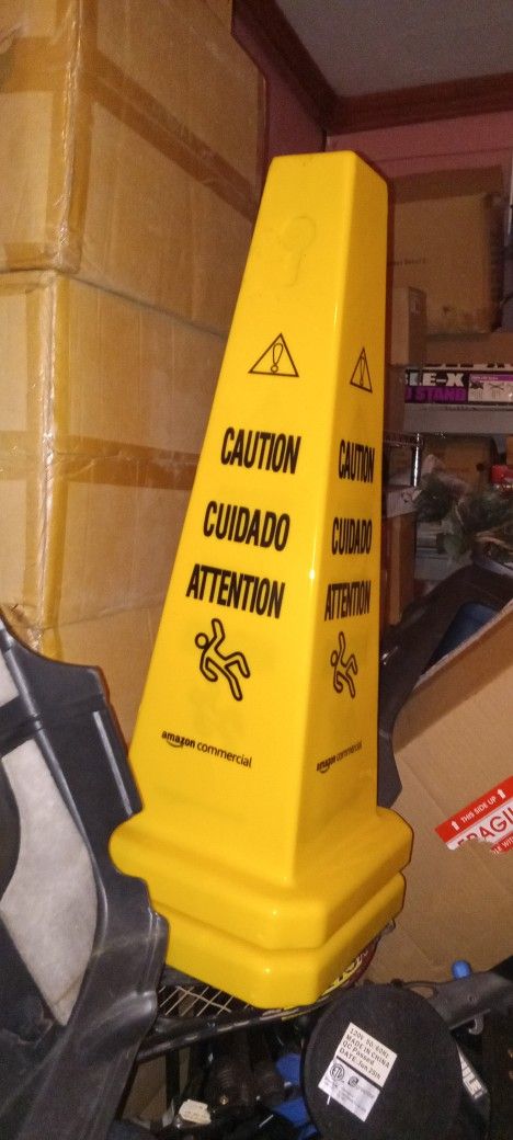 Lot Of 2 Heavy Duty Bigger Yellow Caution Wet Floors Standup Warning Signs Deal