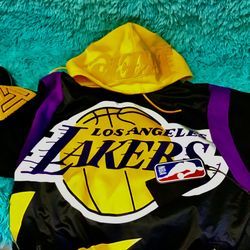 NBA Lakers Windbreaker White and Yellow Jacket