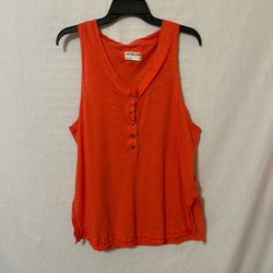 We The Free Bright Orange Buttoned Tank Top