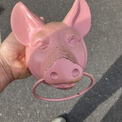 Cast Iron Hog Pig Swine Head, Ring Towel Horse Hitch