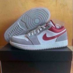 Nike Air Jordan 1 Low SE Light Smoke Grey Gym Red Size 8 Mens/ 9.5 Womens Brand New