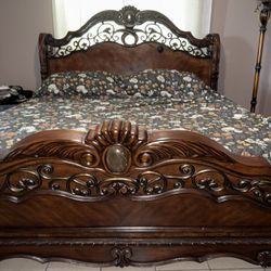 King Size  Bed Frame/Dresser-Mirror 3-Set 
