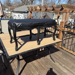 Antique/Vintage Wooden Bench Seat with Padded Top, 42 long, 18 deep, 21 high, solid & sturdy, $45