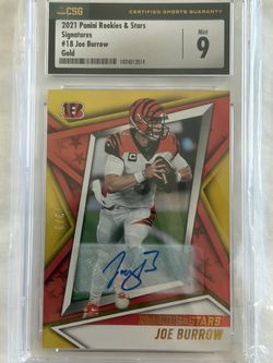 Gold auto /3 Joe Burrow 2021 Panini Rookies & Stars Auto CSG 9