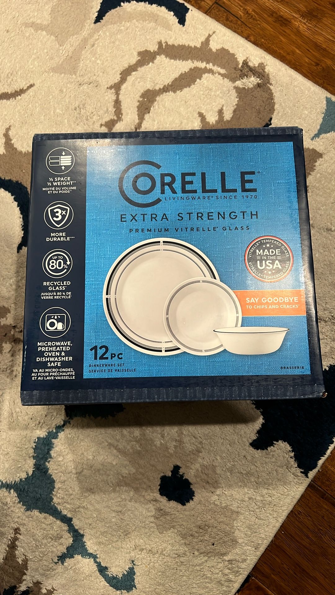 Corelle Extra Strength Premium Vitrelle Glass 12 Pc Dinnerware Set