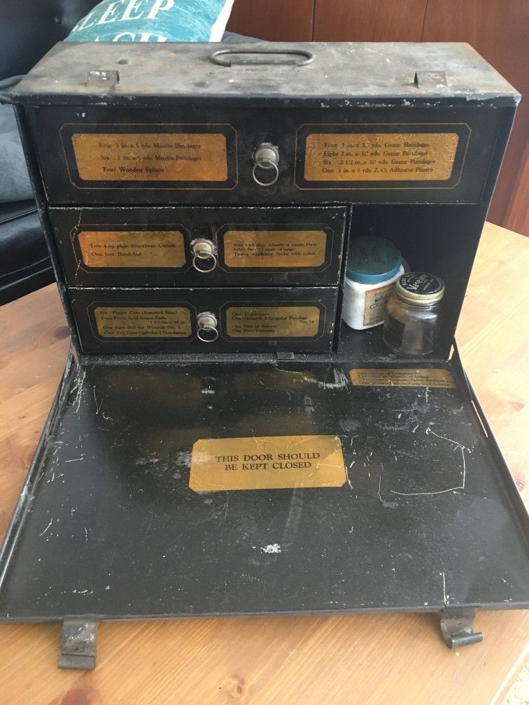 Antique Johnson & Johnson Medicine Cabinet, Medical Supplies Included