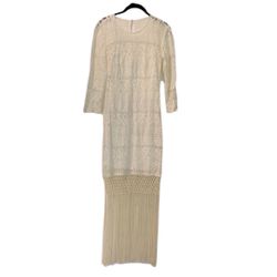  🔥 𝅺GUESS Ivory Lace Macrame Fringe Maxi Dress 🔥 