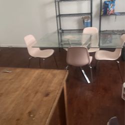 Glass Table With 4 Chairs