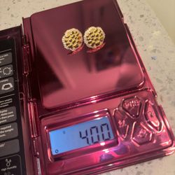 14k Gold Nugget Earrings /VVS  Diamonds 