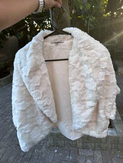 WD.NY Cream Faux Fur Open-Front Teddy Jacket Size XL
