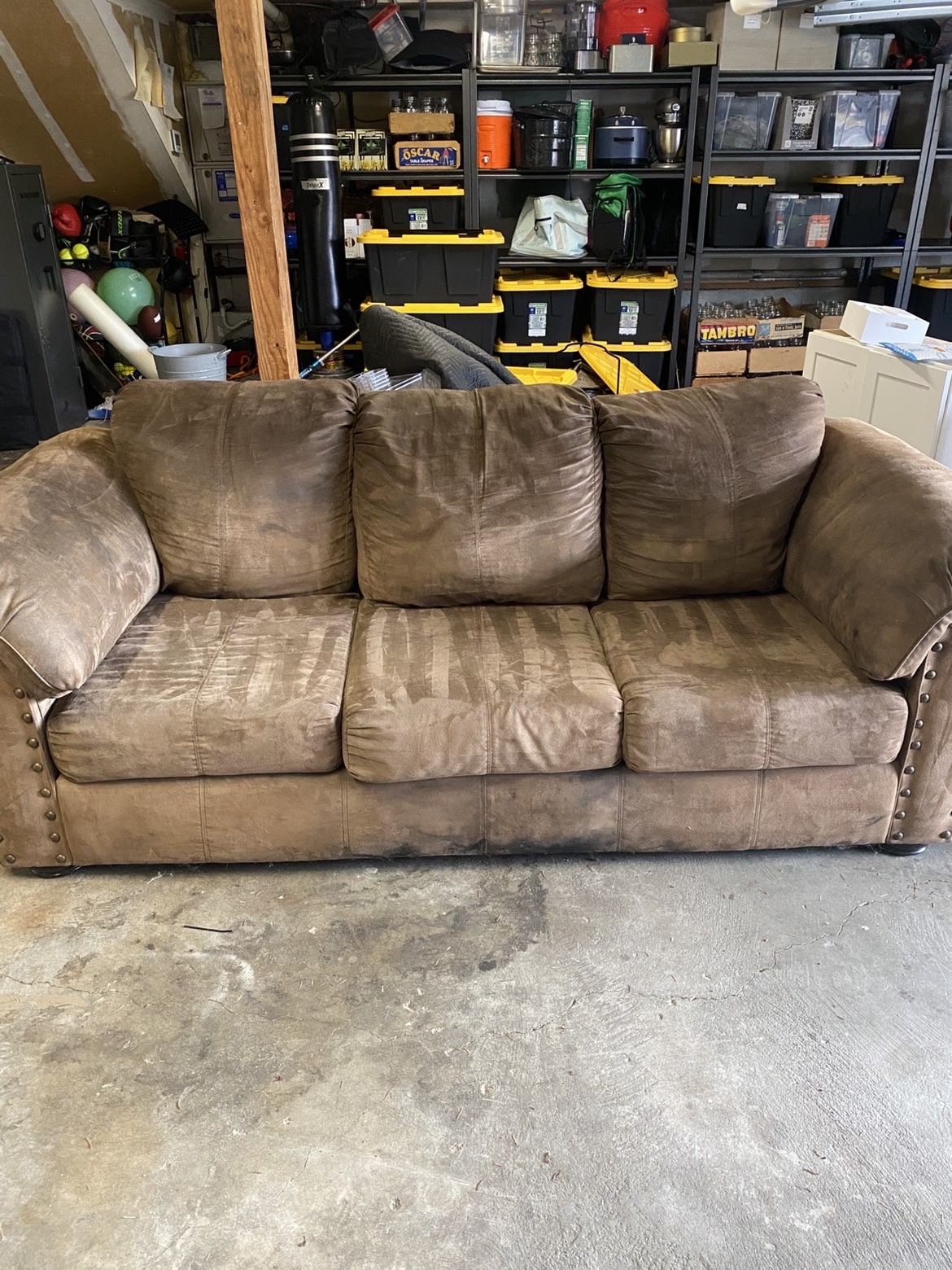 Set of 2 matching brown 3 seater couches