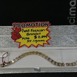 14KT Two-Tone Link Bracelet 