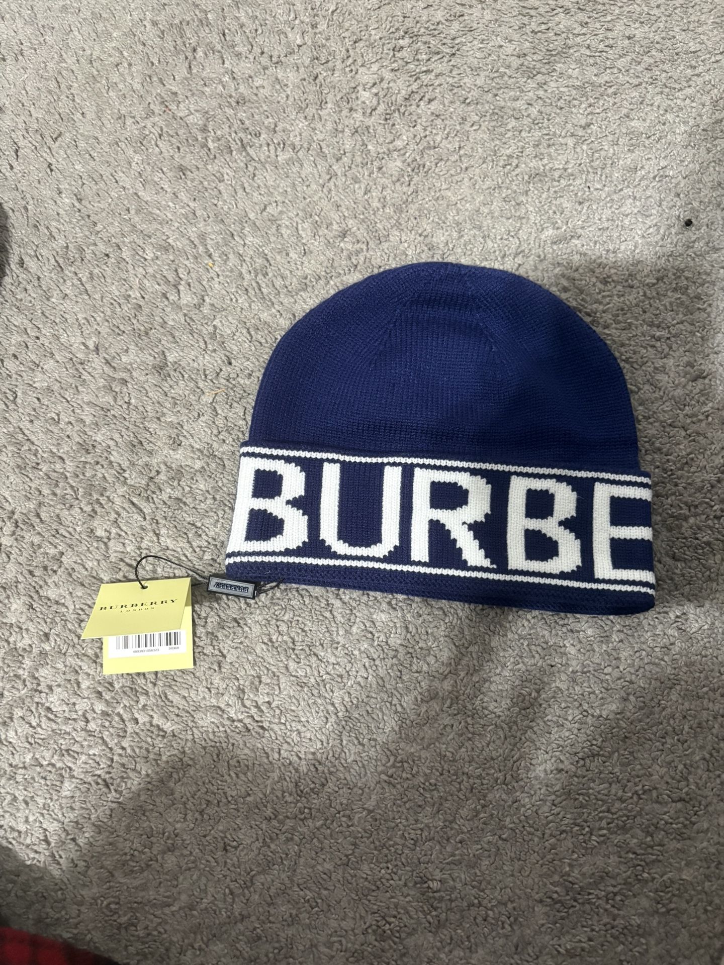 Blue And White Burberry Beanie