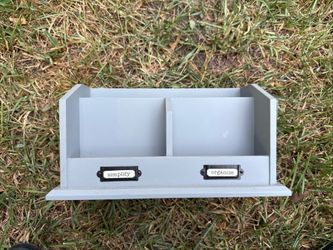 WOODEN DESK ORGANIZER GRAY 5 SLOTS 13 X 8 X 6 1/2