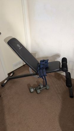 Moving Sale - Gold’s Gym XR 5.9 Adjustable Weight Bench with Ankle Strap & Dumbbells