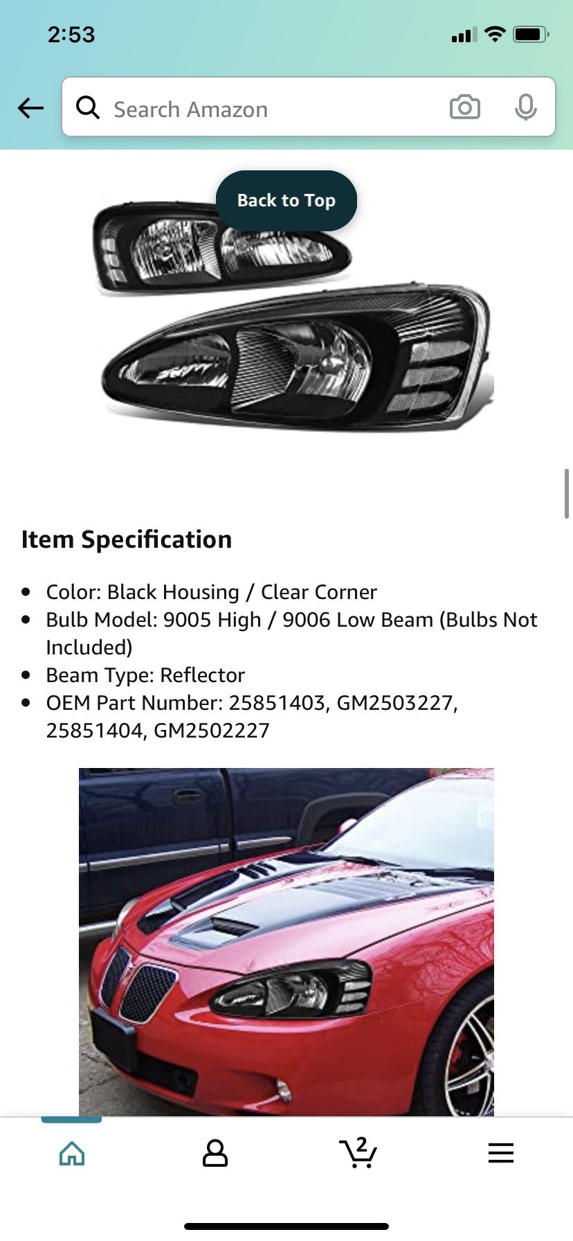 Pontiac Grand Prix Headlights