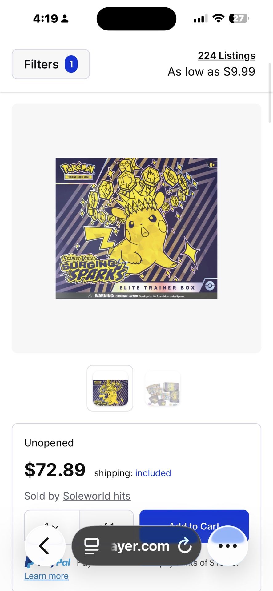 Surging Spark Etb X2 $60 Each