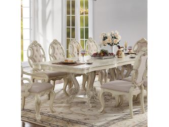 Ragenardus Antique White Rectangular Dining Table