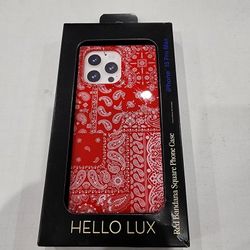 Hello Lux iPhone 15 pro max Case Red Bandana Square MagSafe Glossy Cover
