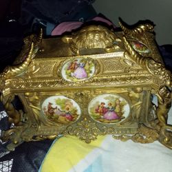 Vintage Brass 1900's Jewelry Box (Heavy)