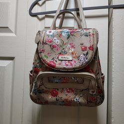 Floral tan backpack