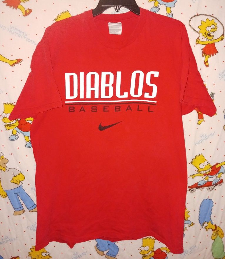 2000s Y2K Team Nike Diablos High School College Ncaa University Baseball Team Tee Shirt