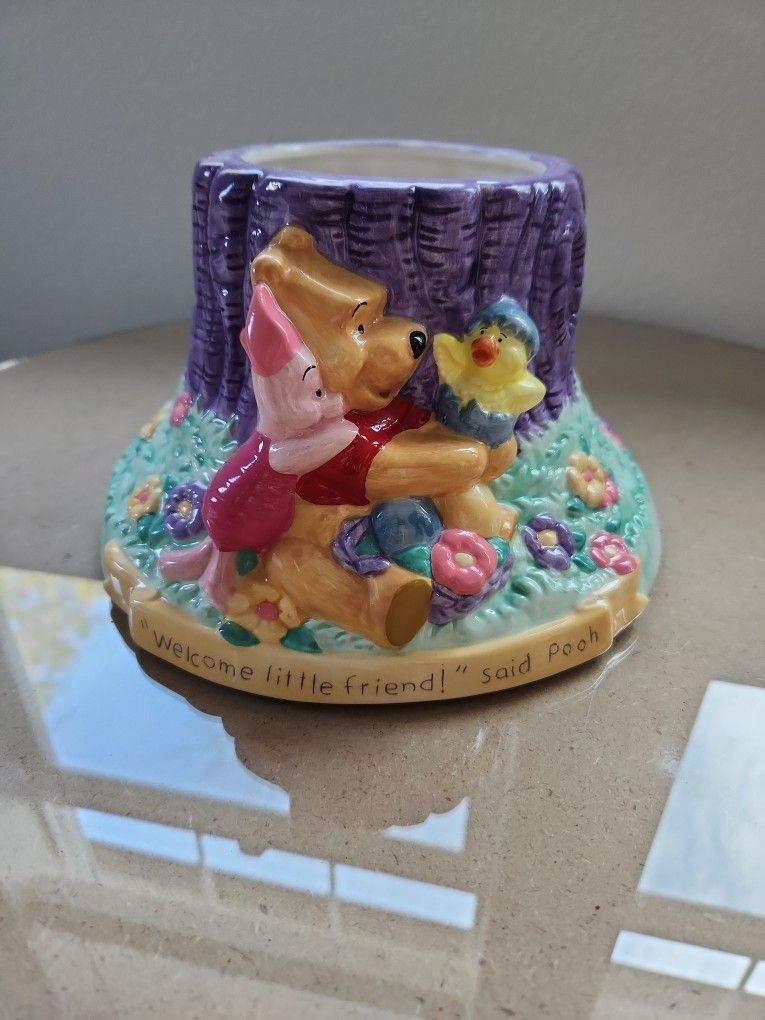 Disney Winnie The Pooh FTD Ceramic Welcome Little Friend Planter Vase
