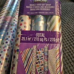 Kirkland Double Sided Present Gift WRAP 3 PK 1739998 270 Sq Ft Festive Birthday