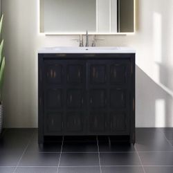 NEW 36" Bathroom Vanity Organizer with Sink, Combo Cabinet Set, Bathroom Storage Cabinet, Retro