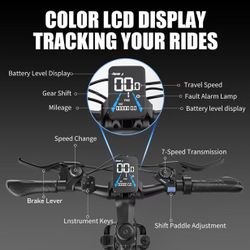 2 6-inch Adult Electric Mountain Bike - 749W Motor, 48V 10A Removable Battery - 25MPH,