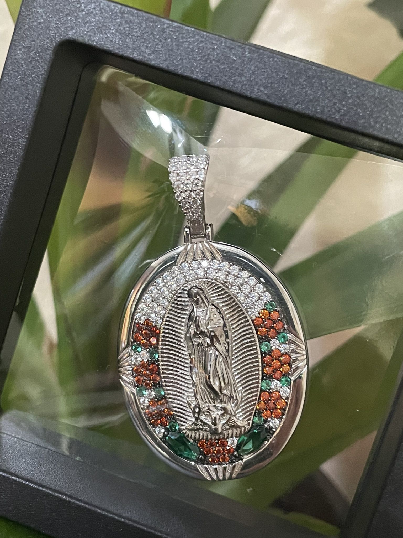 Women’s 925 Sterling Silver Pendant Virgen De Guadalupe 