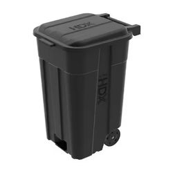 45 gal. Black Heavy Duty Outdoor Trash Can with Wheels