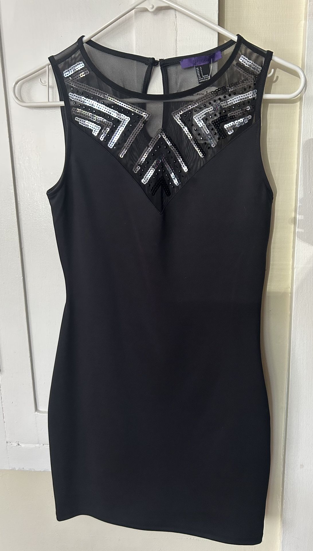 NWT Sequin sheer black mini dress small