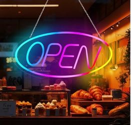 Open Neon Sign With 7 Light Functions