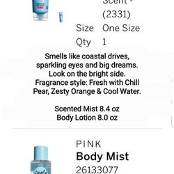 Pink Body Mist And Lotion
