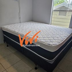 NEW QUEEN PILLOW TOP MATTRESS WITH BOX SPRING 2PC. BED FRAME ISN'T AVAILABLE