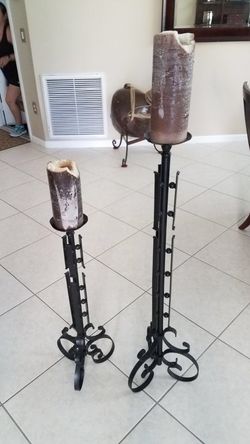 Cast Iron pair Candle Holders